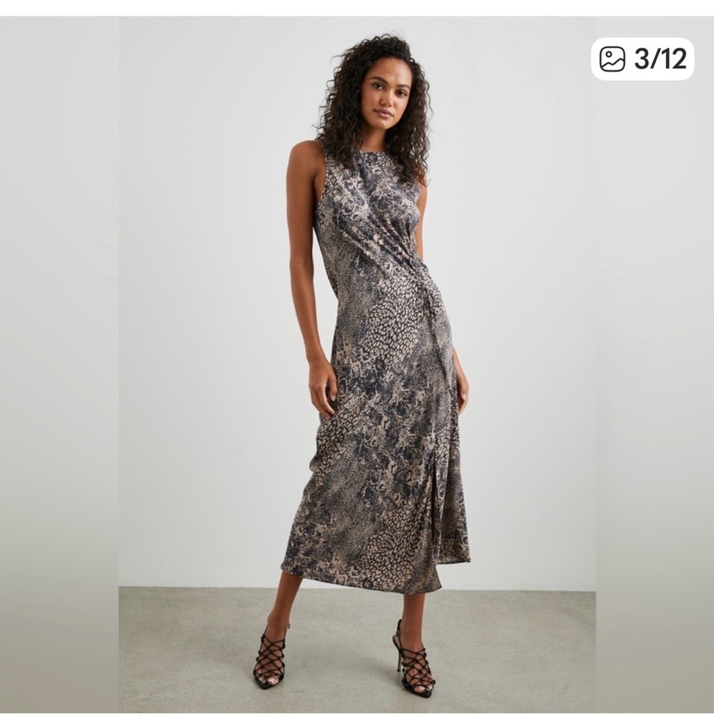 Gabriela Rails Sleeveless Midi Dress Black/Cream Snakeprint Orig$268 Never Worn!